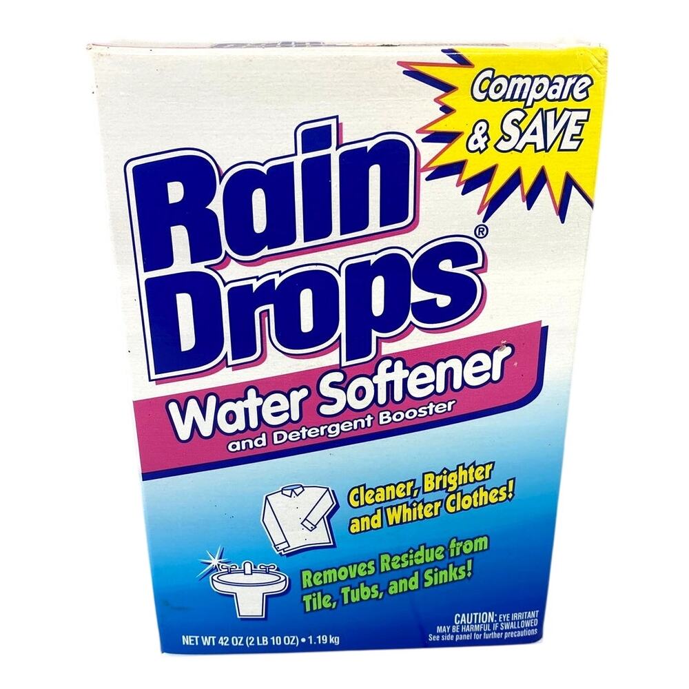 Vintage 1998 Rain Drops Water Softener and Detergent Booster 42 Oz New Sealed